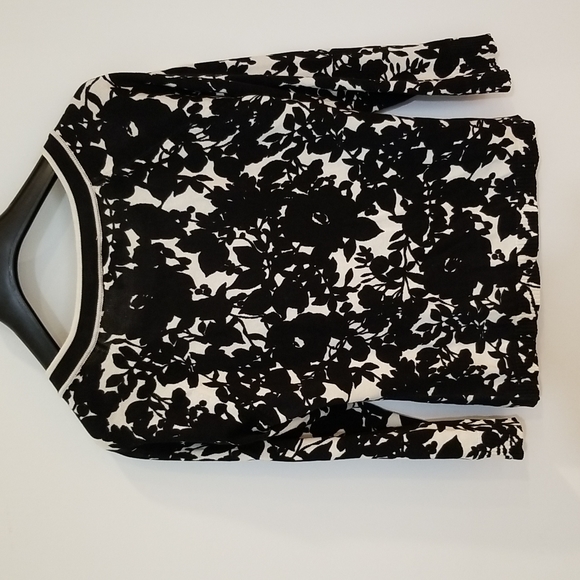 SILK cardigan LOFT black and white leaf pattern size - Picture 2 of 4